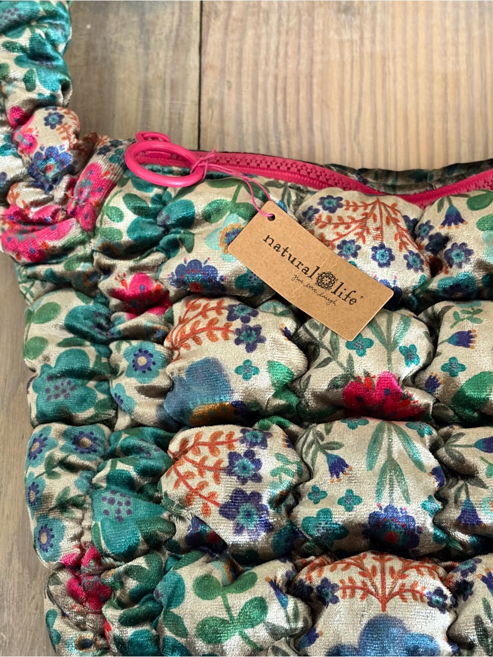 Natural Life Quilted Teal Floral Velvet Bag 🍂 🆕 - Picture 4 of 11